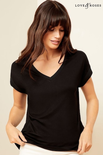 Skirts & Shorts Black Super Soft V Neck T-Shirt (Q64370) | £22