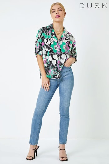 Dusk Black Relaxed Floral Print Shirt (Q64396) | £35