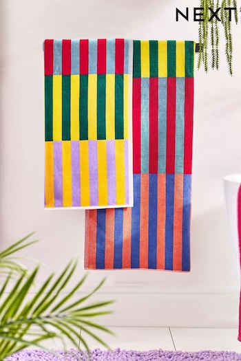 Multi Block Stripe 100% Cotton Towel (Q64400) | £20