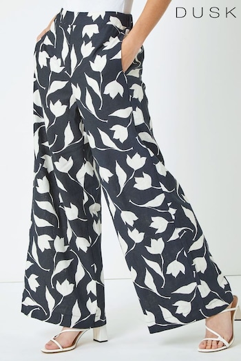 Dusk Black Floral Print Wide Leg Trousers fille (Q64467) | £42