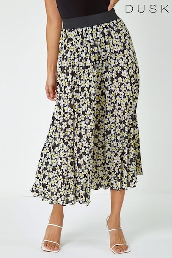Dusk Black Ditsy Spot Print Pleated Skirt (Q64479) | £35