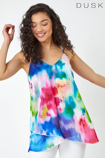 Dusk Blue Abstract Print Double Layer Cami Top (Q64482) | £35