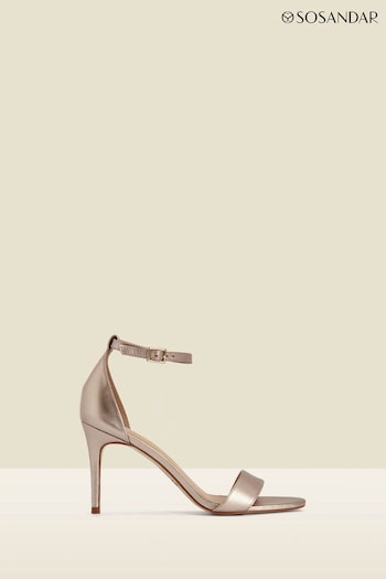 Sosandar Gold Leather Barely There High Heel Sandals (Q64530) | £79