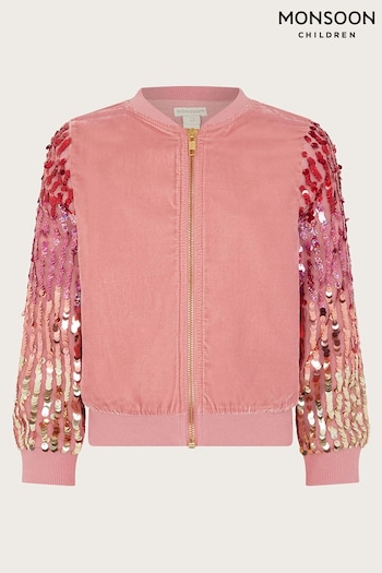 Monsoon Pink Velvet Sequin Bomber Jacket (Q64650) | £35 - £40