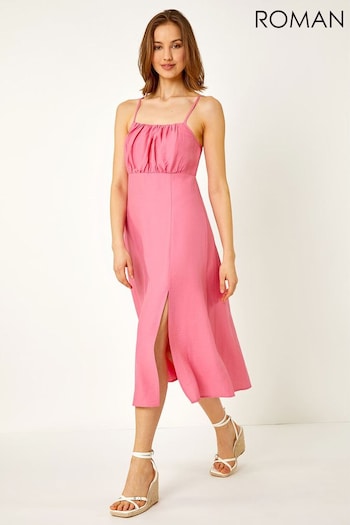 Roman Pink Fit & Flare Midi Dress (Q64753) | £40