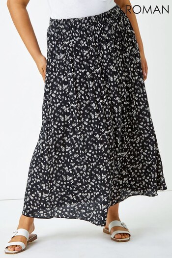 Roman Black Curve Ditsy Floral Maxi Skirt (Q64781) | £35