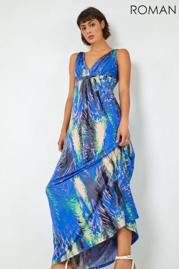 Roman Blue Abstract Swirl Print Jersey Maxi Dress (Q64791) | £38