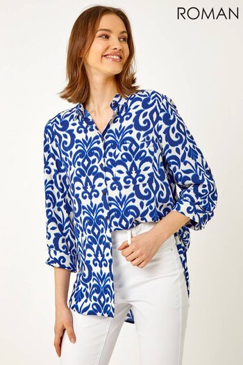 Roman Blue Tile Print Longline Shirt (Q64793) | £38