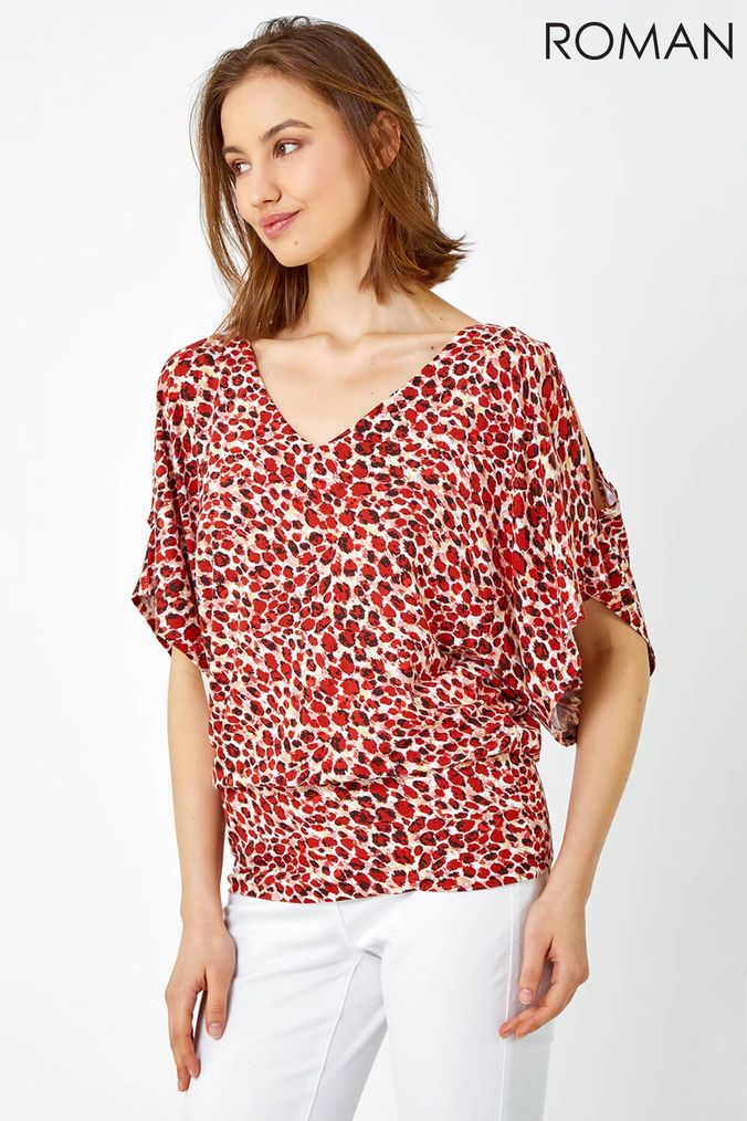 Red leopard print blouse uk 2025