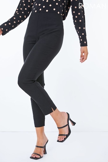 Roman Black Petite Full Length Stretch Trousers cutout (Q64904) | £28