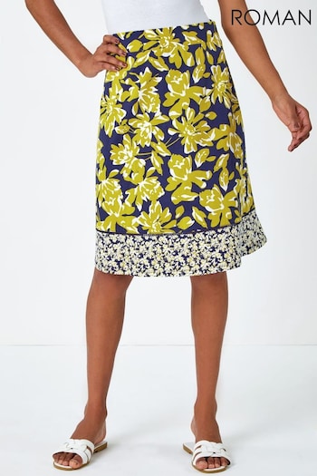 Roman Green A-Line Floral Print Skirt (Q64959) | £26