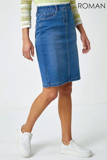 Roman Blue Stretch Denim Pencil Skirt (Q65068) | £26