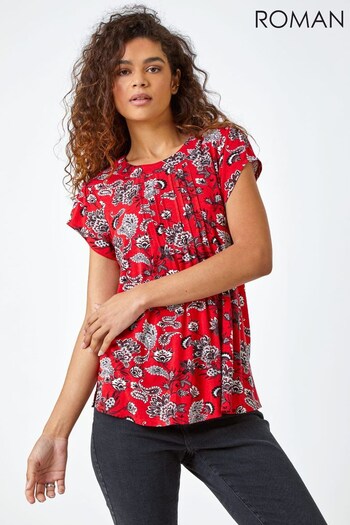 Roman Red Paisley Print Pleat Detail Blouse (Q65070) | £30