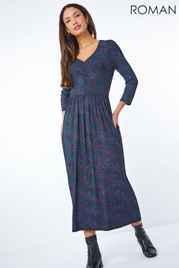 Roman Purple Ditsy Floral Print Maxi Dress (Q65098) | £38