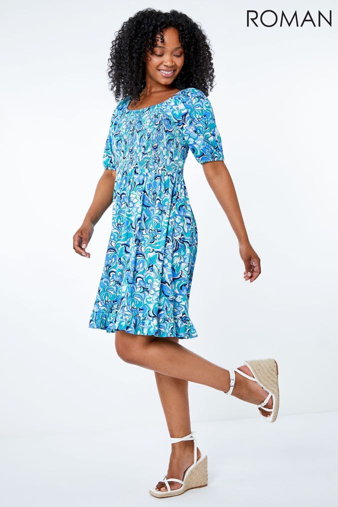 Square neck tea best sale dress