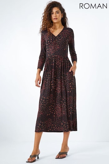 Roman Black Ditsy Floral Maxi Dress (Q65125) | £40