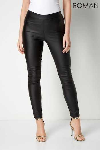 Roman Black Originals Faux Leather Pull On Trousers Egon (Q65148) | £30