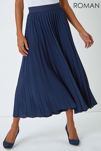 Roman Blue Pleated Maxi Skirt (Q65155) | £32