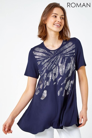 Roman Blue Animal Foil Print Jersey T-Shirt (Q65200) | £26