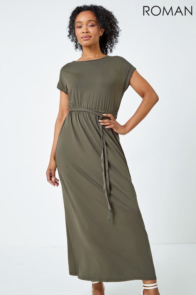 Buy Women s Green Roman Short Sleeve Plain Dresses Online Next UK