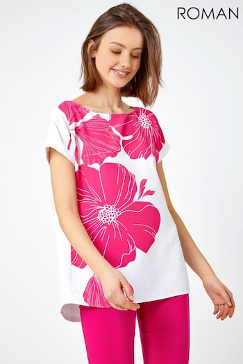 Roman Pink Floral Placement Print T-Shirt (Q65254) | £28