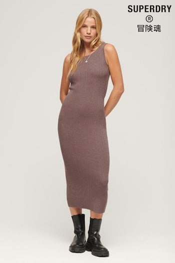 Superdry Brown Backless Knitted Midi Dress (Q65277) | £70