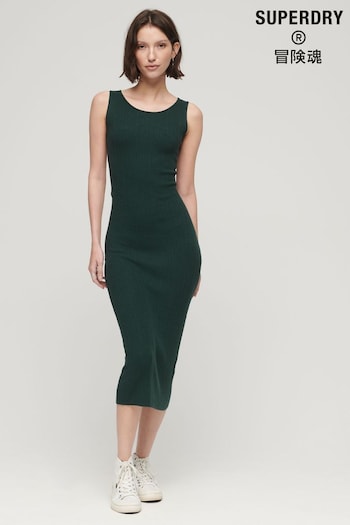 Superdry Green Backless Knitted Midi JENNY Dress (Q65288) | £70