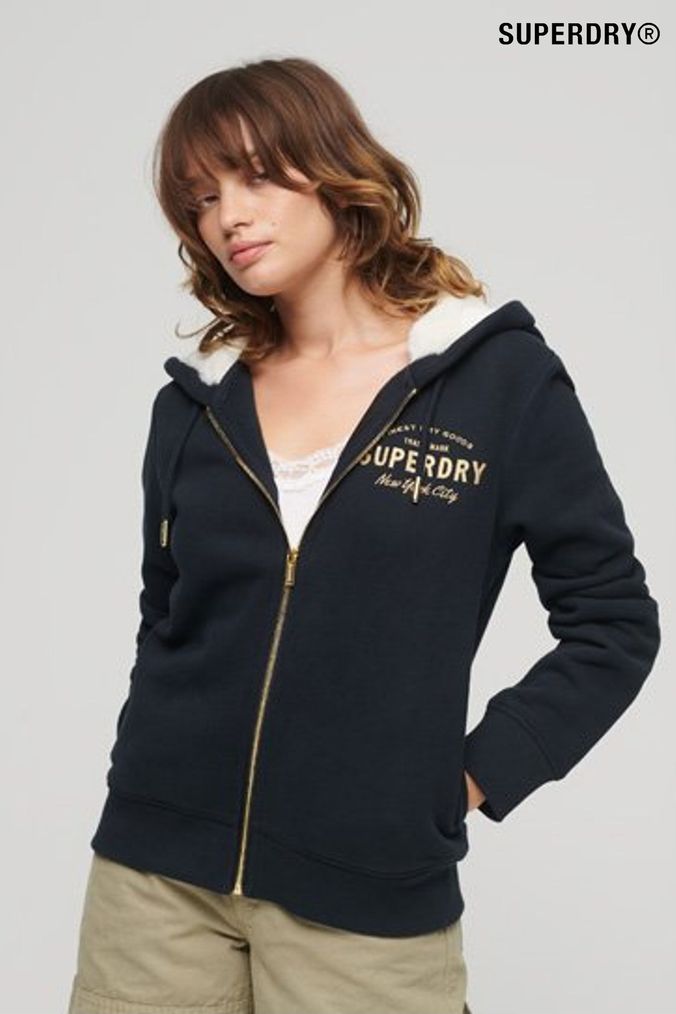 Buy Women s Superdry Blue Hoodies Online Next UK