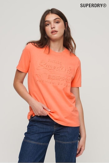 Superdry Orange Embossed Vintage Logo T-Shirt (Q65307) | £27
