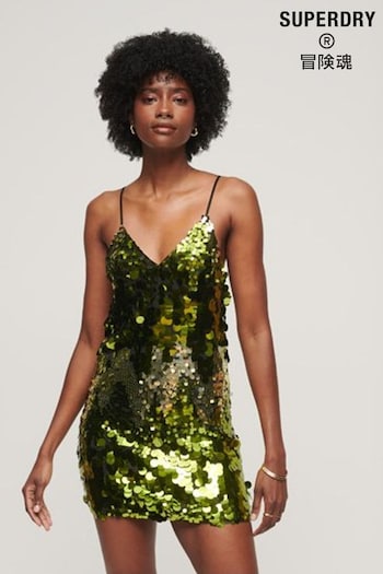 Superdry Green Disco Sequin Mini Dress (Q65326) | £75