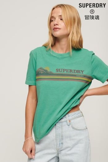 Superdry Green Outdoor Stripe Graphic T-Shirt (Q65331) | £27