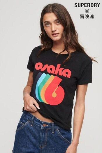 Superdry Black Osaka Graphic Short Sleeve Fitted T-Shirt (Q65333) | £27