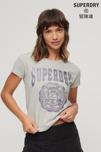 Superdry Grey College Scripted Graphic T-Shirt (Q65363) | £27