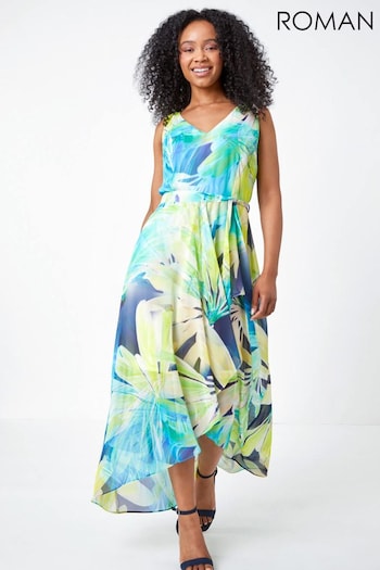 Roman Green Petite Sleeveless Floral Print Maxi Dress (Q65396) | £58