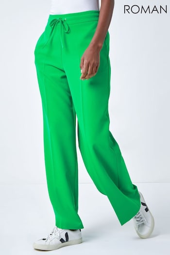 Roman Green Wide Leg Stretch Back Trousers (Q65447) | £30