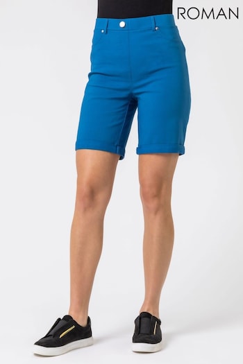 Roman Blue Turned Hem Stretch Shorts (Q65476) | £22