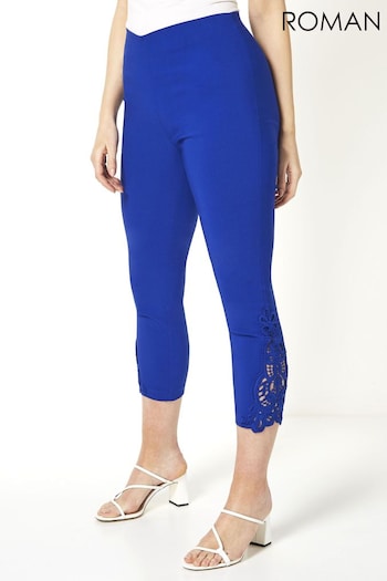 Roman Blue Cropped Stretch Trousers (Q65526) | £26