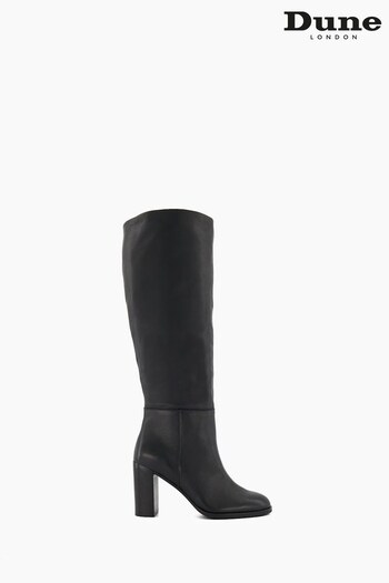 Dune London Sisily Smart Almoind Toe Black Boots (Q65640) | £180