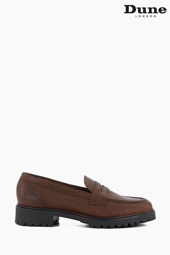 Dune London Gild Cleated Penny Brown Loafers (Q65650) | £85