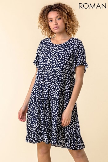 Roman Blue Abstract Spot Print Smock Dress (Q65697) | £40