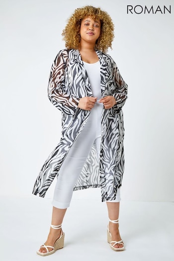Roman Black Curve Abstract Print Longline Cover-Up (Q65700) | £40