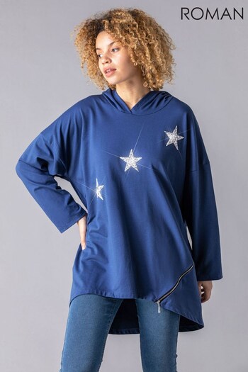 Roman Blue Glitter Star Hoodie (Q65712) | £35