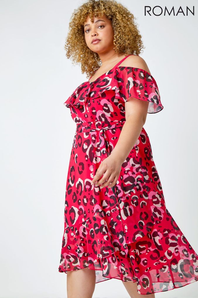 Plus size cold shoulder cheap dress uk