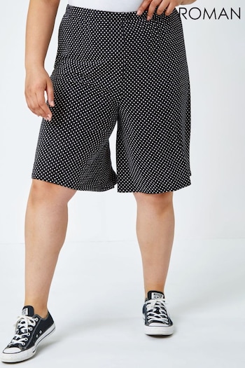 Roman Black Curve Polka Dot Stretch Jersey Shorts (Q65778) | £26