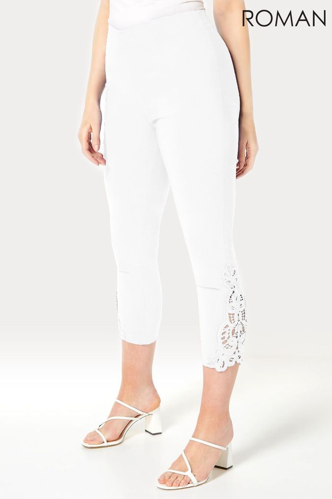 Buy Women s Roman White Plain Trousers Online Next UK