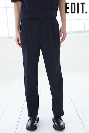 Navy EDIT Textured Pleated Trousers (Q65840) | £40