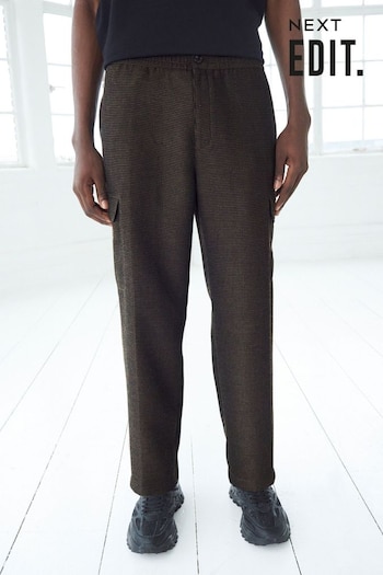 Brown EDIT Textured Cargo Trousers (Q65842) | £40