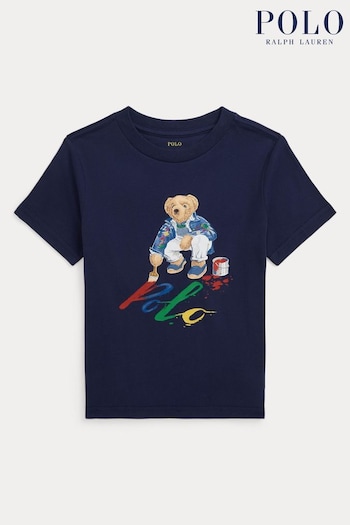 Polo Ralph Lauren Navy marino Polo Bear Cotton Jersey T-Shirt (Q65859) | £49 - £55