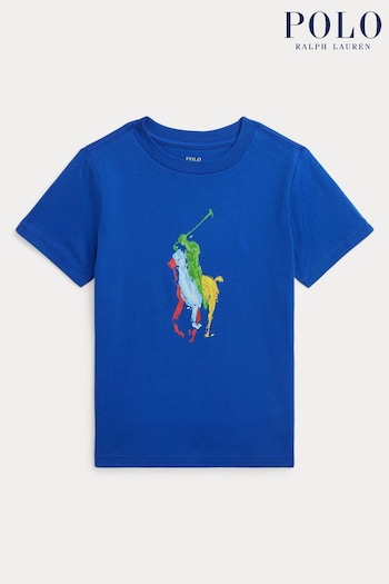 Polo Ralph Lauren Blue Big Pony Cotton Jersey T-Shirt (Q65885) | £45 - £49