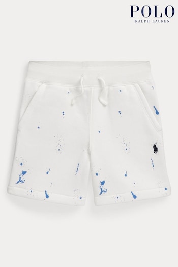 Polo Rugby Ralph Lauren PaintSplatterPrint Fleece White Shorts (Q65888) | £75 - £79